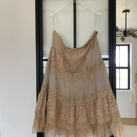 Vintage My Michelle Maxi Skirt boho cottage coreFloral Lace Patchwork Women's L - Picture 5 of 12